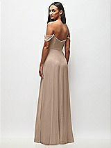 Rear View Thumbnail - Topaz Off-the-Shoulder Basque Neck Maxi Dress with Flounce Sleeves