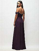 Rear View Thumbnail - Aubergine Off-the-Shoulder Basque Neck Maxi Dress with Flounce Sleeves