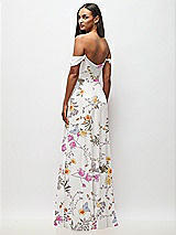 Rear View Thumbnail - Butterfly Botanica Ivory Off-the-Shoulder Basque Neck Maxi Dress with Flounce Sleeves