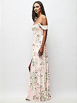 Side View Thumbnail - Blush Garden Off-the-Shoulder Basque Neck Maxi Dress with Flounce Sleeves