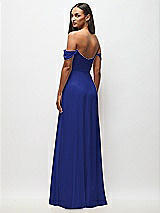 Rear View Thumbnail - Cobalt Blue Off-the-Shoulder Basque Neck Maxi Dress with Flounce Sleeves