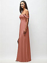 Side View Thumbnail - Desert Rose Off-the-Shoulder Basque Neck Maxi Dress with Flounce Sleeves