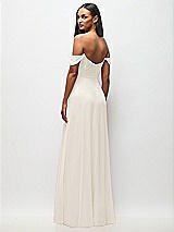 Rear View Thumbnail - Ivory Off-the-Shoulder Basque Neck Maxi Dress with Flounce Sleeves