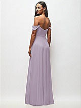 Rear View Thumbnail - Lilac Haze Off-the-Shoulder Basque Neck Maxi Dress with Flounce Sleeves