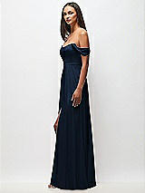 Side View Thumbnail - Midnight Navy Off-the-Shoulder Basque Neck Maxi Dress with Flounce Sleeves