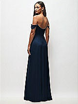 Rear View Thumbnail - Midnight Navy Off-the-Shoulder Basque Neck Maxi Dress with Flounce Sleeves