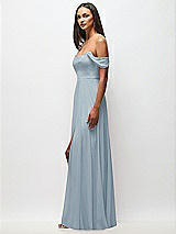 Side View Thumbnail - Mist Off-the-Shoulder Basque Neck Maxi Dress with Flounce Sleeves