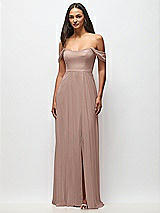 Front View Thumbnail - Neu Nude Off-the-Shoulder Basque Neck Maxi Dress with Flounce Sleeves