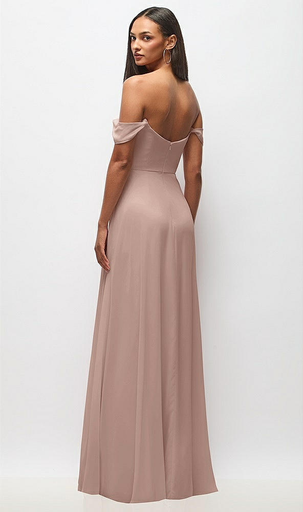 Back View - Neu Nude Off-the-Shoulder Basque Neck Maxi Dress with Flounce Sleeves