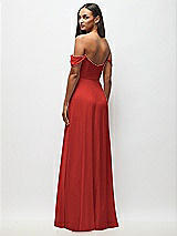 Rear View Thumbnail - Poppy Red Off-the-Shoulder Basque Neck Maxi Dress with Flounce Sleeves