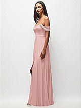 Side View Thumbnail - Rose Off-the-Shoulder Basque Neck Maxi Dress with Flounce Sleeves