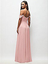Rear View Thumbnail - Rose Off-the-Shoulder Basque Neck Maxi Dress with Flounce Sleeves