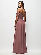 Rear View Thumbnail - Rosewood Off-the-Shoulder Basque Neck Maxi Dress with Flounce Sleeves