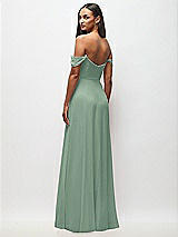 Rear View Thumbnail - Seagrass Off-the-Shoulder Basque Neck Maxi Dress with Flounce Sleeves