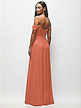 Rear View Thumbnail - Terracotta Copper Off-the-Shoulder Basque Neck Maxi Dress with Flounce Sleeves