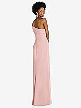 Rear View Thumbnail - Rose Asymmetrical Off-the-Shoulder Cuff Trumpet Gown With Front Slit