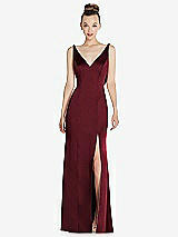 Rear View Thumbnail - Cabernet Draped Cowl-Back Princess Line Dress with Front Slit