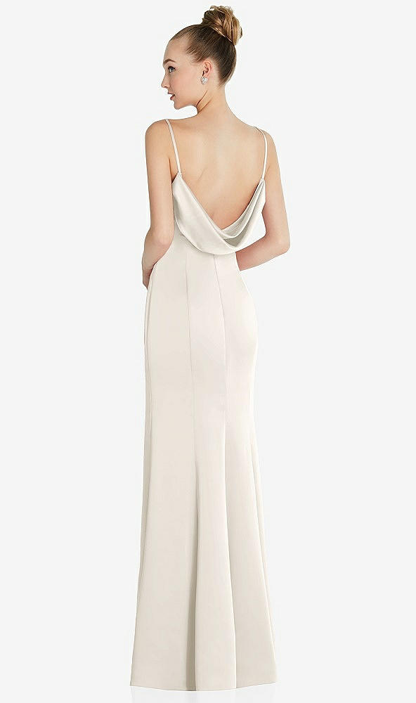 Front View - Ivory Draped Cowl-Back Princess Line Dress with Front Slit