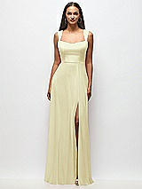 Front View Thumbnail - Butter Yellow Contoured Wide Strap Sweetheart Maxi Dress