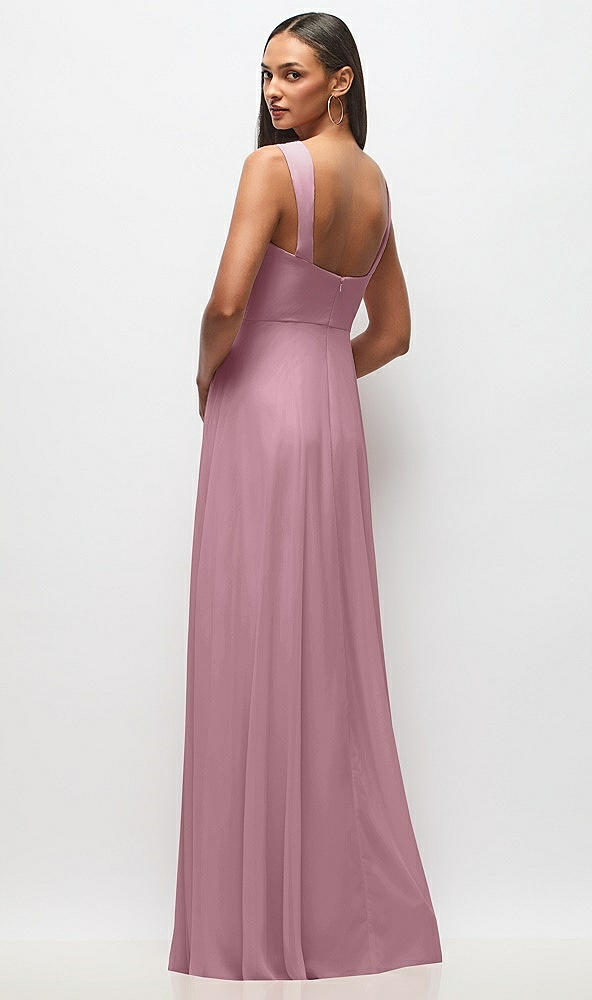 Back View - Dusty Pink Contoured Wide Strap Sweetheart Maxi Dress