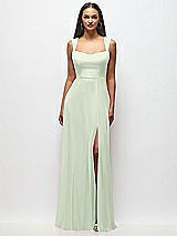Front View Thumbnail - Mint Green Contoured Wide Strap Sweetheart Maxi Dress