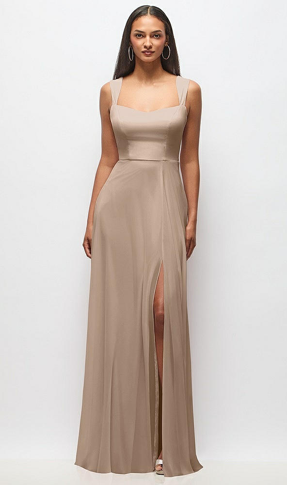 Front View - Topaz Contoured Wide Strap Sweetheart Maxi Dress