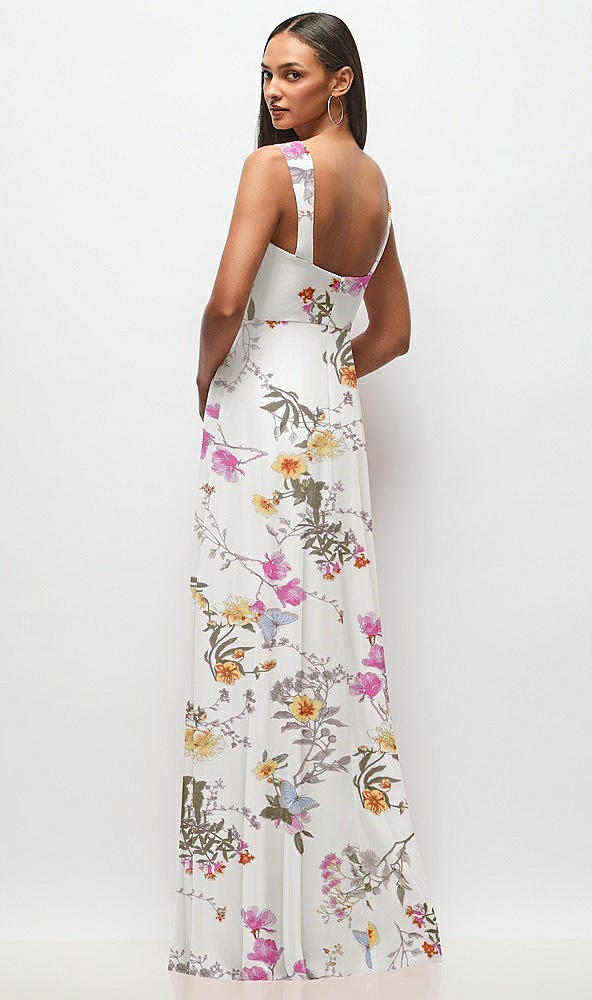 Back View - Butterfly Botanica Ivory Contoured Wide Strap Sweetheart Maxi Dress