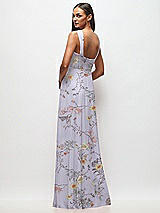Rear View Thumbnail - Butterfly Botanica Silver Dove Contoured Wide Strap Sweetheart Maxi Dress