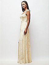 Side View Thumbnail - Butter Yellow Floral Contoured Wide Strap Sweetheart Maxi Dress