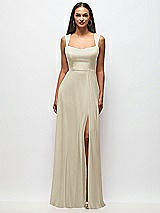 Front View Thumbnail - Champagne Contoured Wide Strap Sweetheart Maxi Dress
