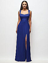 Front View Thumbnail - Cobalt Blue Contoured Wide Strap Sweetheart Maxi Dress