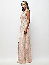 Side View Thumbnail - Coquette Floral Print Contoured Wide Strap Sweetheart Maxi Dress