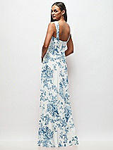 Rear View Thumbnail - Cottage Rose Dusk Blue Contoured Wide Strap Sweetheart Maxi Dress