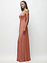 Side View Thumbnail - Desert Rose Contoured Wide Strap Sweetheart Maxi Dress