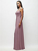 Side View Thumbnail - Dusty Rose Contoured Wide Strap Sweetheart Maxi Dress