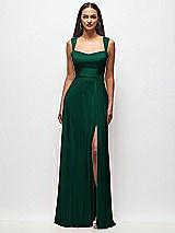 Front View Thumbnail - Hunter Green Contoured Wide Strap Sweetheart Maxi Dress