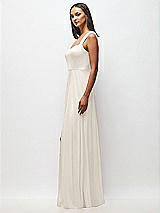Side View Thumbnail - Ivory Contoured Wide Strap Sweetheart Maxi Dress