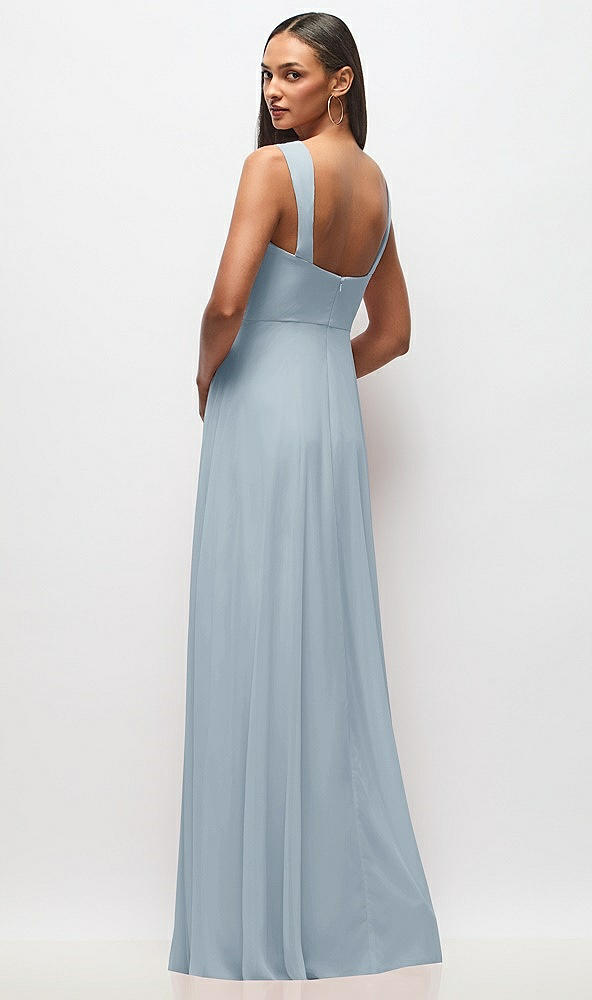 Back View - Mist Contoured Wide Strap Sweetheart Maxi Dress
