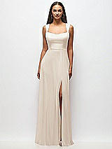 Front View Thumbnail - Oat Contoured Wide Strap Sweetheart Maxi Dress