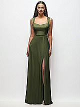 Front View Thumbnail - Olive Green Contoured Wide Strap Sweetheart Maxi Dress