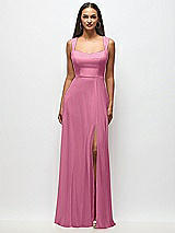 Front View Thumbnail - Orchid Pink Contoured Wide Strap Sweetheart Maxi Dress