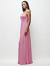 Side View Thumbnail - Powder Pink Contoured Wide Strap Sweetheart Maxi Dress