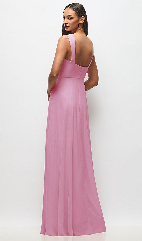 Back View - Powder Pink Contoured Wide Strap Sweetheart Maxi Dress