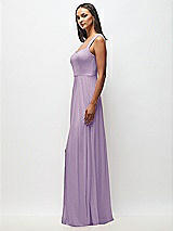 Side View Thumbnail - Pale Purple Contoured Wide Strap Sweetheart Maxi Dress