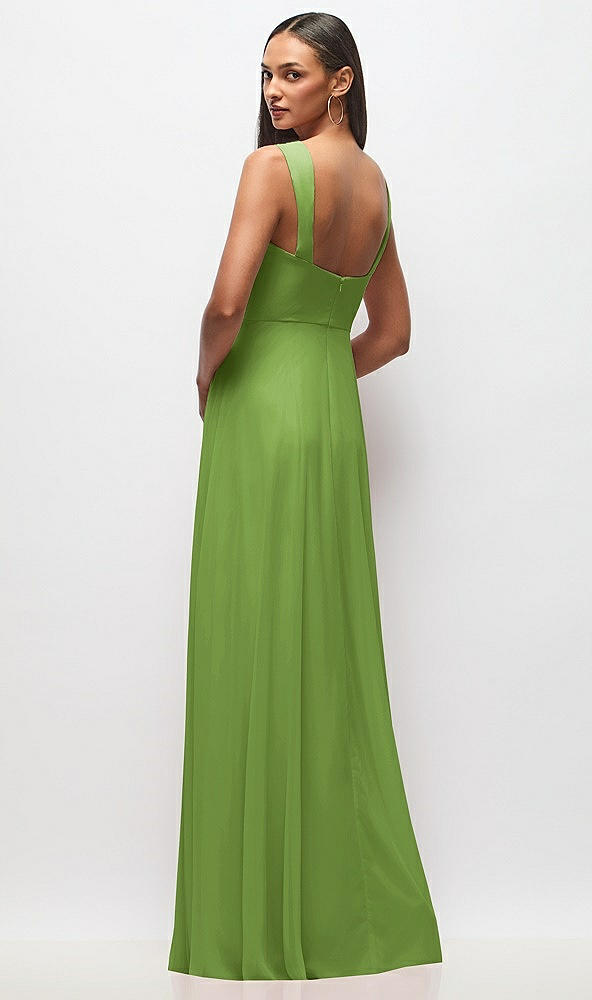 Back View - Peridot Green Contoured Wide Strap Sweetheart Maxi Dress
