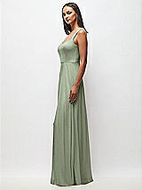 Side View Thumbnail - Sage Contoured Wide Strap Sweetheart Maxi Dress