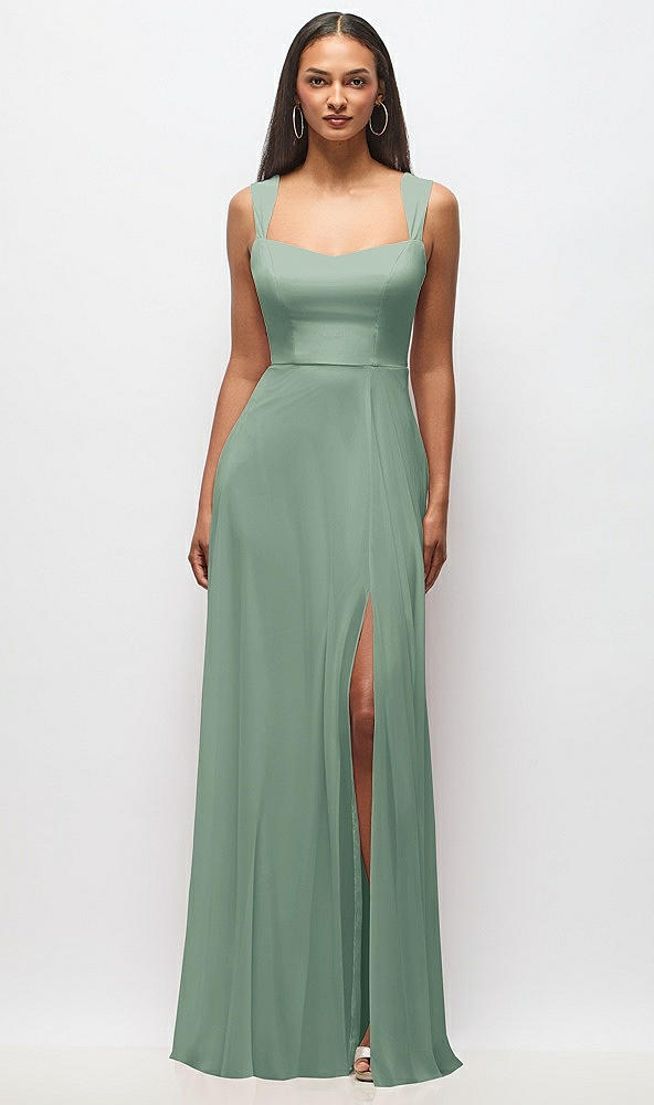 Front View - Seagrass Contoured Wide Strap Sweetheart Maxi Dress