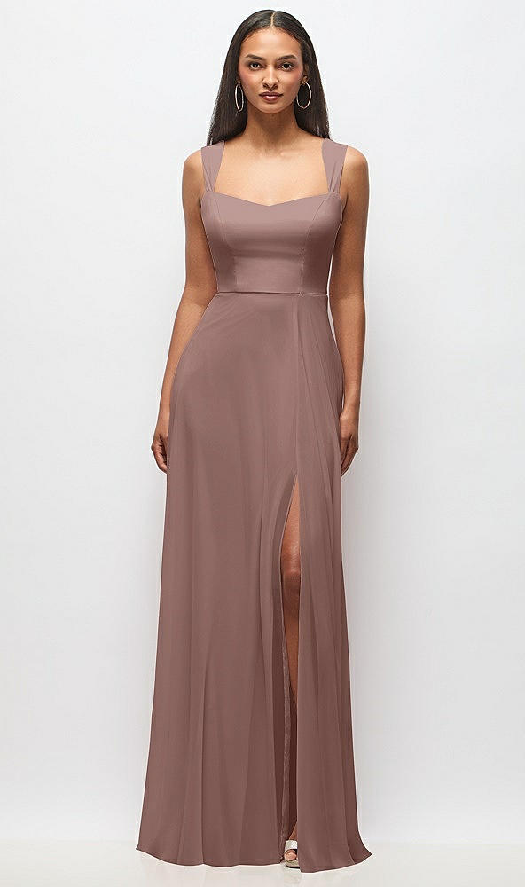 Front View - Sienna Contoured Wide Strap Sweetheart Maxi Dress