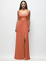 Front View Thumbnail - Terracotta Copper Contoured Wide Strap Sweetheart Maxi Dress