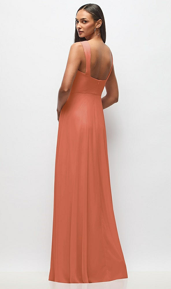 Back View - Terracotta Copper Contoured Wide Strap Sweetheart Maxi Dress